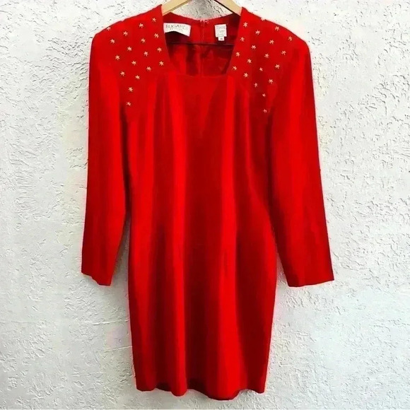 Bugardi red sheath dress with star embellishments size 10 - Picture 5 of 15